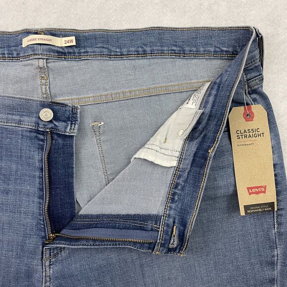 Levi's Classic Straight Jeans Womens Size 24W Blue Mid Rise Denim MSRP $69.50 - Picture 11 of 16
